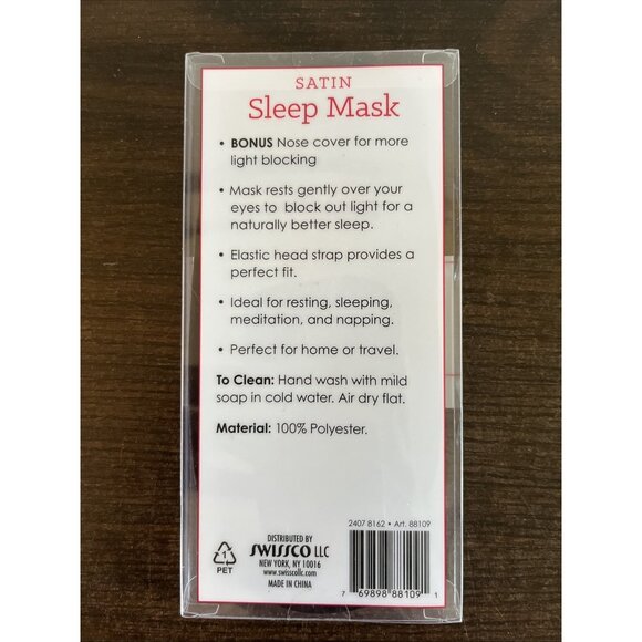 NWT Spa Bella Black Satin Sleep Mask For Resting, Sleeping, Meditation, Travel - Picture 2 of 2